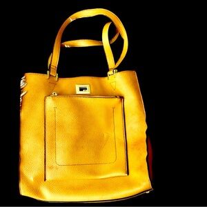 Steve Madden Large Handbag Tan/ Mustard  Pebbled Genuine Leather Great Condition